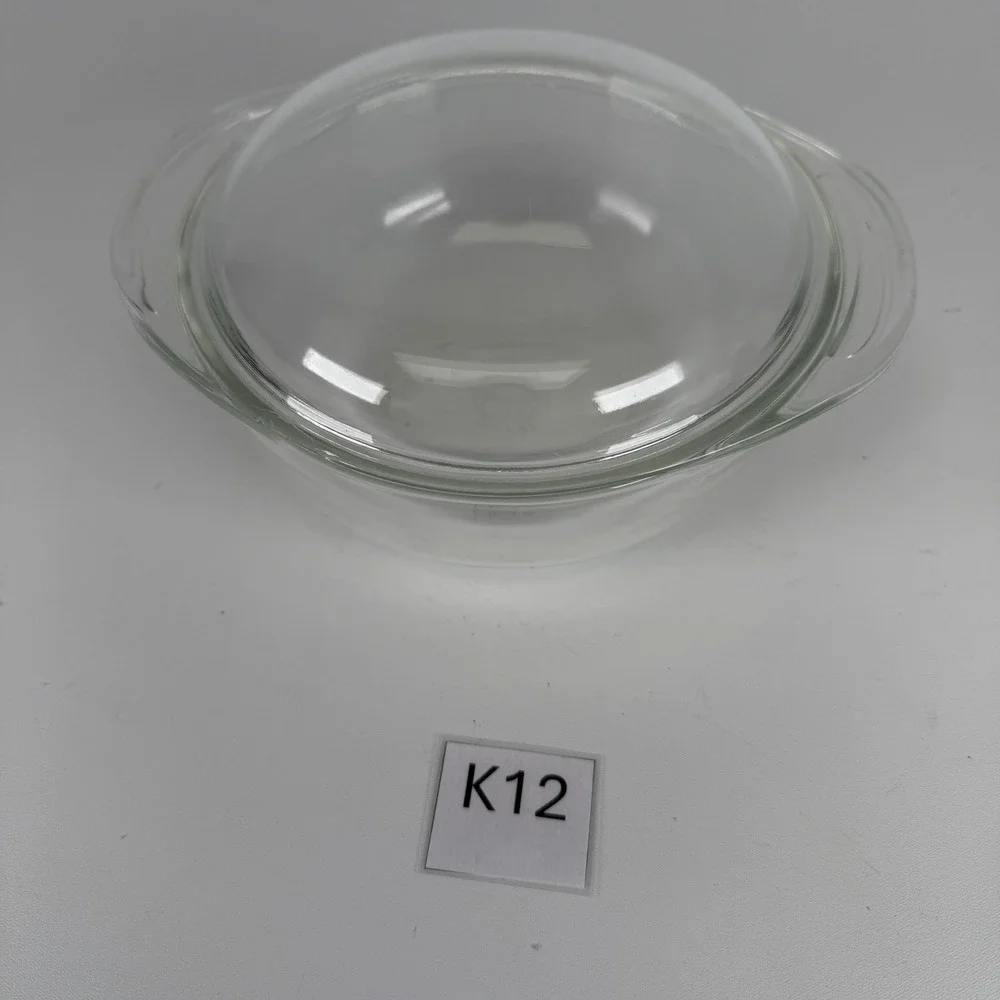 Vintage Pyrex 022 1 QT Clear Glass Round Casserole Dish with Lid Made in USA